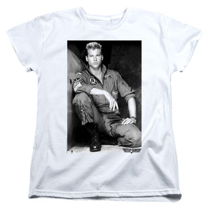 Top Gun Womens T-Shirt Iceman Portrait White Tee - Yoga Clothing for You