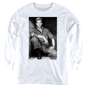 Top Gun Kids Long Sleeve Shirt Iceman Portrait White Tee - Yoga Clothing for You