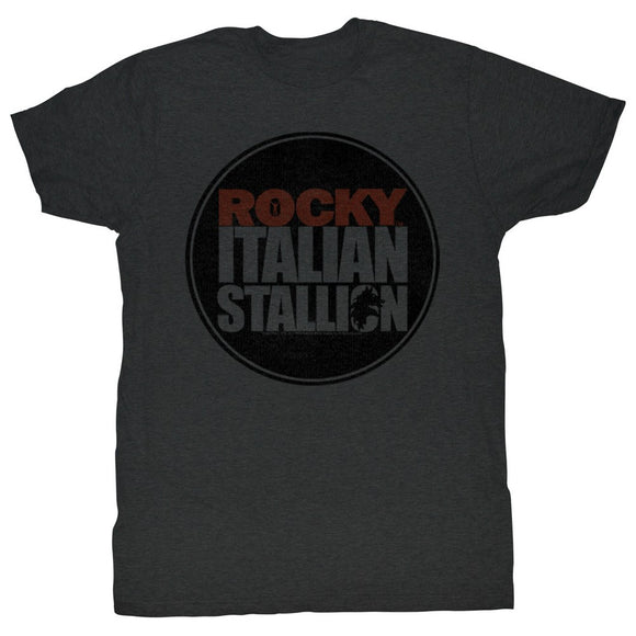 Rocky T-Shirt Italian Stallion Circle Logo Black Heather Tee - Yoga Clothing for You