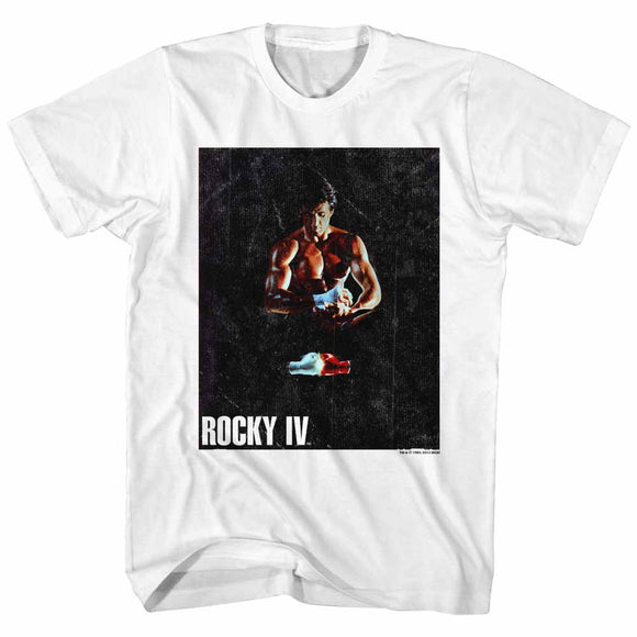 Rocky T-Shirt Distressed Wrapping Wrists Portrait White Tee - Yoga Clothing for You
