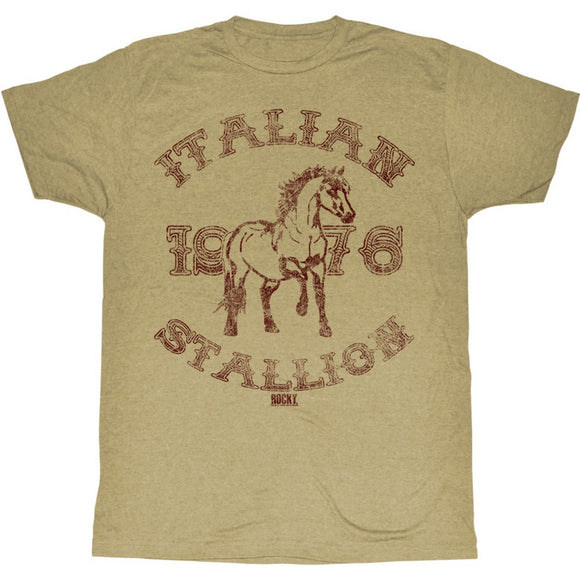 Rocky T-Shirt Vintage 1976 Italian Stallion Khaki Heather Tee - Yoga Clothing for You