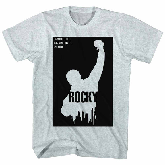 Rocky T-Shirt Silhouette With City Skyline Gray Heather Tee - Yoga Clothing for You