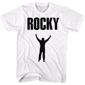 Rocky T-Shirt Silhouette Hands Up Logo White Tee - Yoga Clothing for You