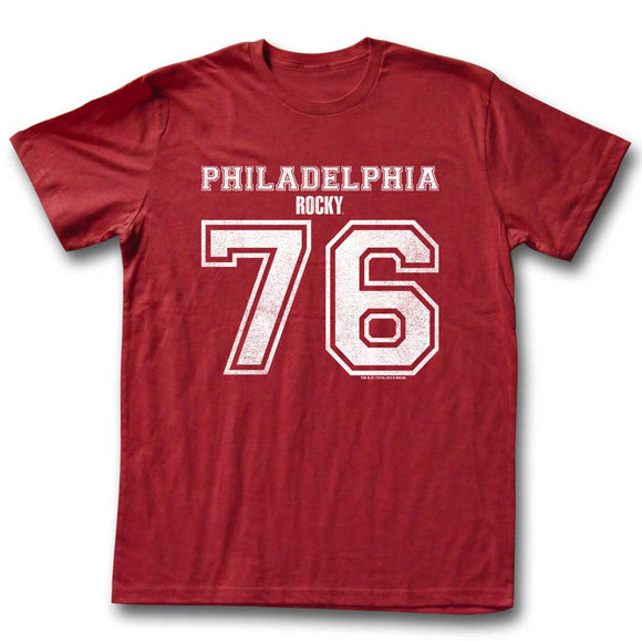 Rocky T-Shirt Distressed White Philadelphia 76 Cardinal Tee - Yoga Clothing for You