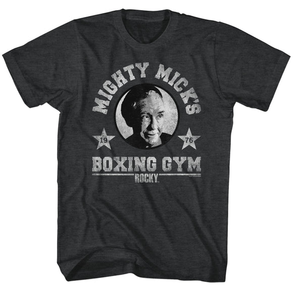 Rocky Tall T-Shirt Mighty Mick's Boxing Gym Black Heather Tee - Yoga Clothing for You