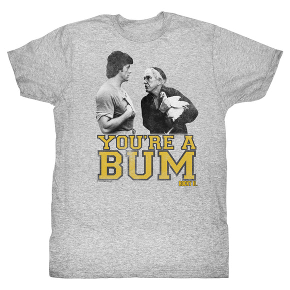 Rocky T-Shirt Mick You're A Bum Gray Heather Tee - Yoga Clothing for You