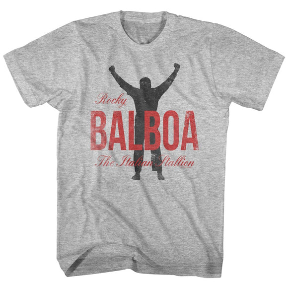 Rocky Tall T-Shirt Red Balboa Italian Stallion Gray Heather Tee - Yoga Clothing for You