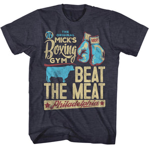 Rocky T-Shirt Mick's Boxing Gym Beat The Meat Navy Heather Tee - Yoga Clothing for You