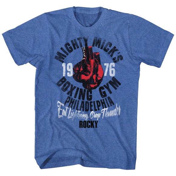 Rocky T-Shirt Mick's Gym Boxing Glove Royal Heather Tee - Yoga Clothing for You