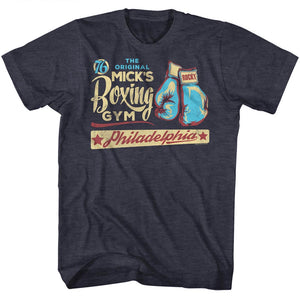 Rocky T-Shirt Mick's Boxing Gym Philadelphia Navy Heather Tee - Yoga Clothing for You
