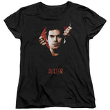 Dexter Womens T-Shirt Portrait Black Tee - Yoga Clothing for You