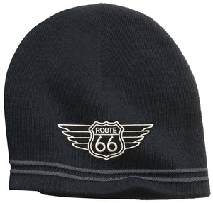 Historic Rt Route 66 Patch Adult Beanie Hat - Yoga Clothing for You