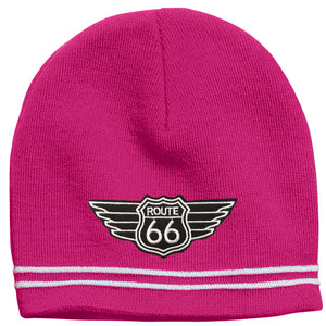 Historic Rt Route 66 Patch Adult Beanie Hat - Yoga Clothing for You