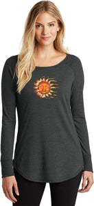 Sleeping Sun Triblend Long Sleeve Tunic Yoga Shirt - Yoga Clothing for You