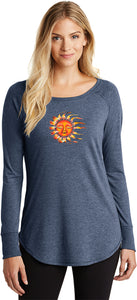 Sleeping Sun Triblend Long Sleeve Tunic Yoga Shirt - Yoga Clothing for You