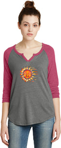 Sleeping Sun 3/4 Sleeve Vintage Yoga Tee Shirt - Yoga Clothing for You