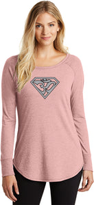 Super OM Triblend Long Sleeve Tunic Yoga Shirt - Yoga Clothing for You