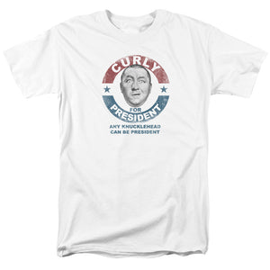 Three Stooges T-Shirt Curly Knucklehead President White Tee - Yoga Clothing for You
