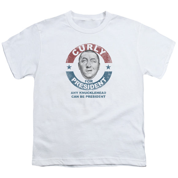 Three Stooges Kids T-Shirt Curly Knucklehead President White Tee - Yoga Clothing for You