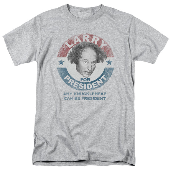 Three Stooges T-Shirt Larry Knucklehead President Heather Tee - Yoga Clothing for You