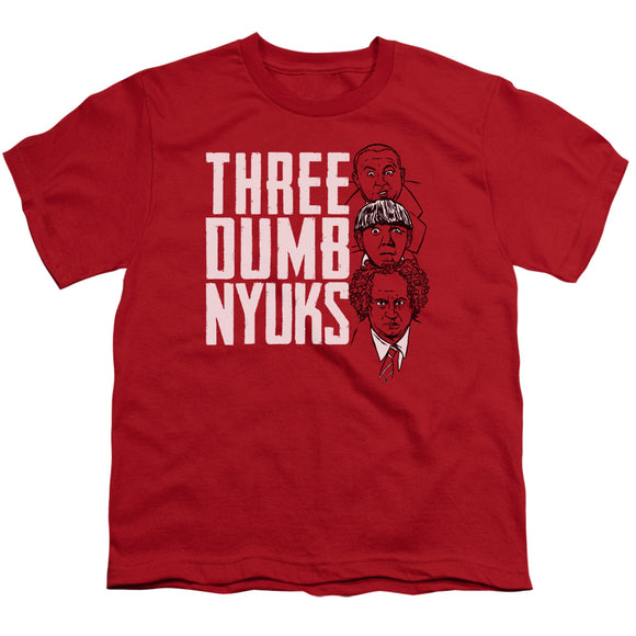 Three Stooges Kids T-Shirt Three Dumb NYUKS Red Tee - Yoga Clothing for You