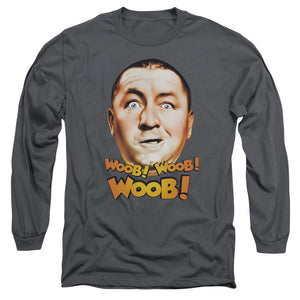 Three Stooges Long Sleeve T-Shirt Curly Woob Woob Woob Charcoal Tee - Yoga Clothing for You