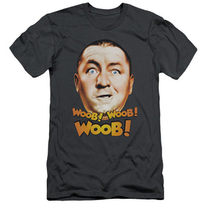 Three Stooges Slim Fit T-Shirt Curly Woob Woob Woob Charcoal Tee - Yoga Clothing for You