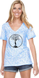 Black Tree of Life Circle Burnout V-neck Yoga Tee Shirt - Yoga Clothing for You