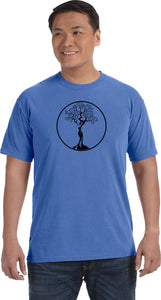 Black Tree of Life Circle Pigment Dye Yoga Tee Shirt - Yoga Clothing for You