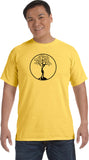 Black Tree of Life Circle Pigment Dye Yoga Tee Shirt - Yoga Clothing for You