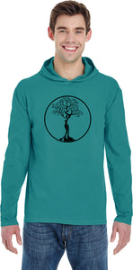 Black Tree of Life Circle Pigment Hoodie Yoga Tee Shirt - Yoga Clothing for You