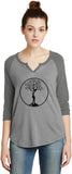 Black Tree of Life Circle 3/4 Sleeve Vintage Yoga Tee - Yoga Clothing for You