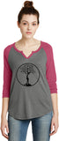 Black Tree of Life Circle 3/4 Sleeve Vintage Yoga Tee - Yoga Clothing for You