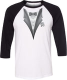 Tuxedo T-shirt White Flower Raglan - Yoga Clothing for You