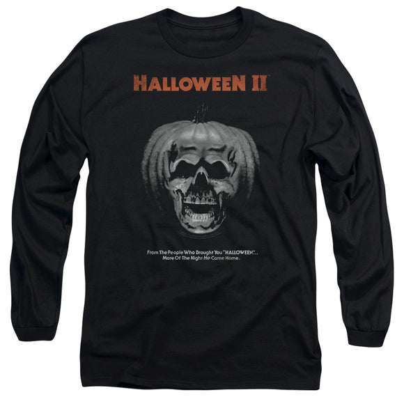 Halloween Long Sleeve T-Shirt Pumpkin Skull Poster Black Tee - Yoga Clothing for You