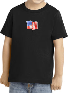 Kids Waving USA Flag T-shirt Patch Small Print Toddler Tee - Yoga Clothing for You