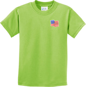 Waving USA Flag Kids T-shirt Patch Pocket Print Youth Tee - Yoga Clothing for You