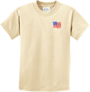 Waving USA Flag Kids T-shirt Patch Pocket Print Youth Tee - Yoga Clothing for You