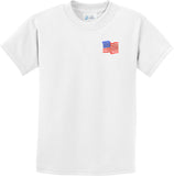 Waving USA Flag Kids T-shirt Patch Pocket Print Youth Tee - Yoga Clothing for You