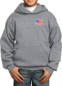 Kids Waving USA Flag Hoodie Patch Pocket Print - Yoga Clothing for You