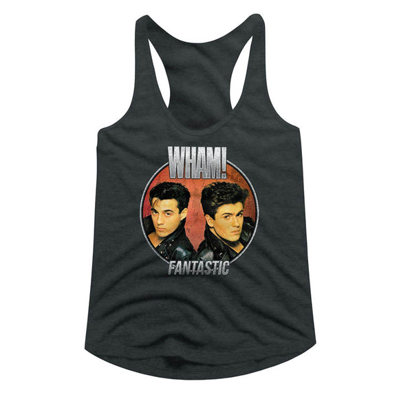 Wham Ladies Racerback Tanktop Fantastic Album Circle Dark Grey Tank - Yoga Clothing for You