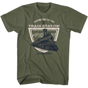 Yellowstone Taking You To The Train Station Green T-shirt - Yoga Clothing for You