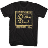 Yellowstone Dutton Ranch Montana USA Square Black Tall T-shirt - Yoga Clothing for You