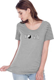 Yin Yang Yoga Text Striped Multi-Contrast Yoga Tee Shirt - Yoga Clothing for You