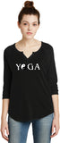 Yin Yang Yoga Text 3/4 Sleeve Vintage Yoga Tee Shirt - Yoga Clothing for You