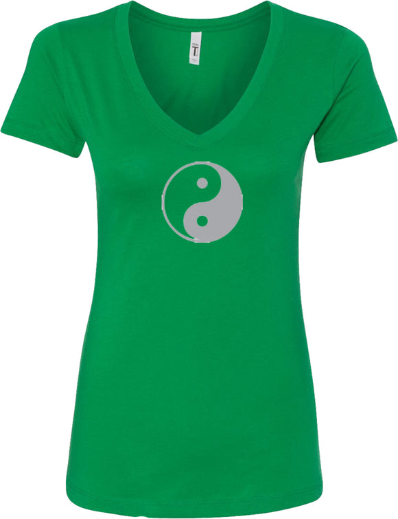 Yin Yang Big Print Ideal V-neck Yoga Tee Shirt - Yoga Clothing for You