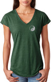 Yin Yang Pocket Print Triblend V-neck Yoga Tee Shirt - Yoga Clothing for You