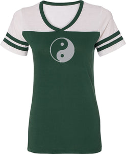 Yin Yang Big Print Powder Puff Yoga Tee Shirt - Yoga Clothing for You