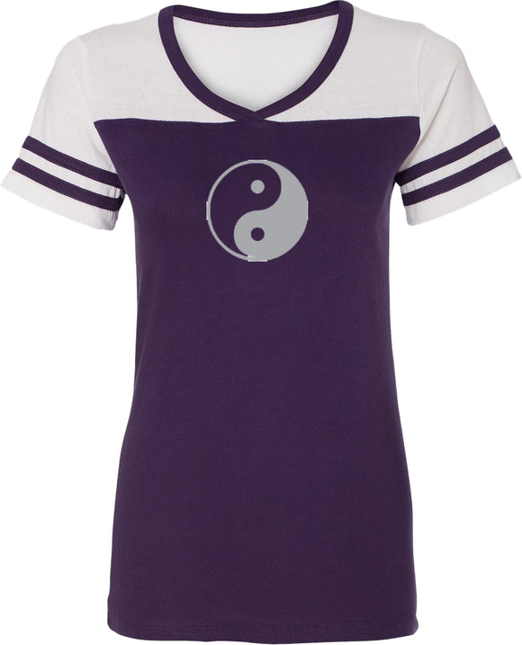 Yin Yang Big Print Powder Puff Yoga Tee Shirt - Yoga Clothing for You