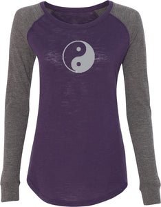 Yin Yang Big Print Preppy Patch Yoga Tee Shirt - Yoga Clothing for You